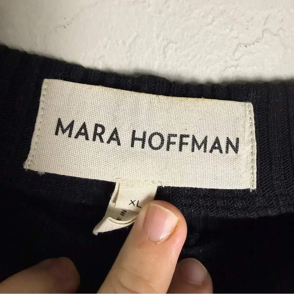 Mara Hoffman Meda Black Rib Knit Midi Skirt XL
